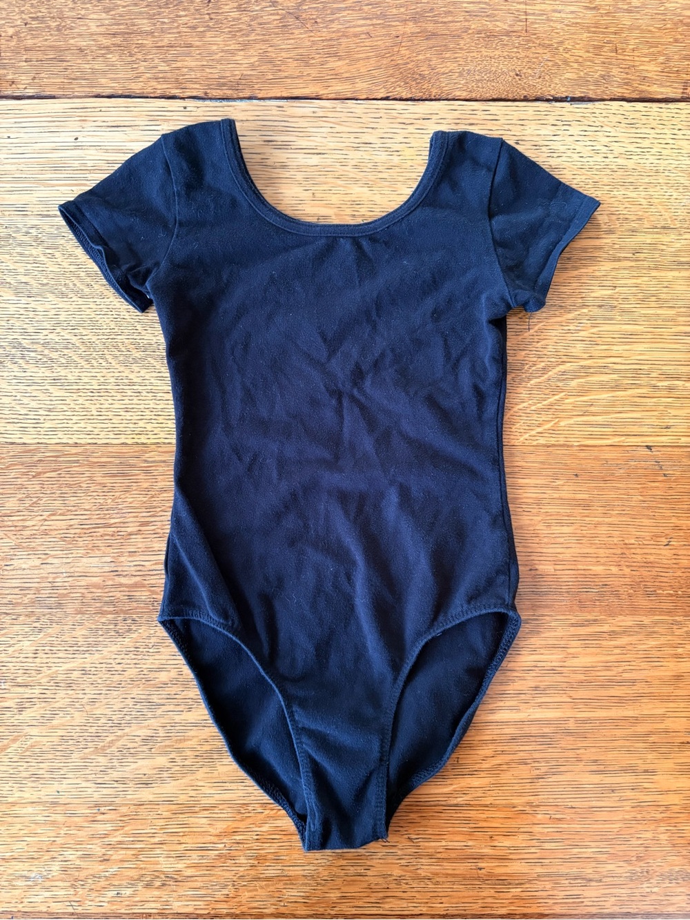 Danskin Now Black Short-Sleeve Kids One-Piece Leotard